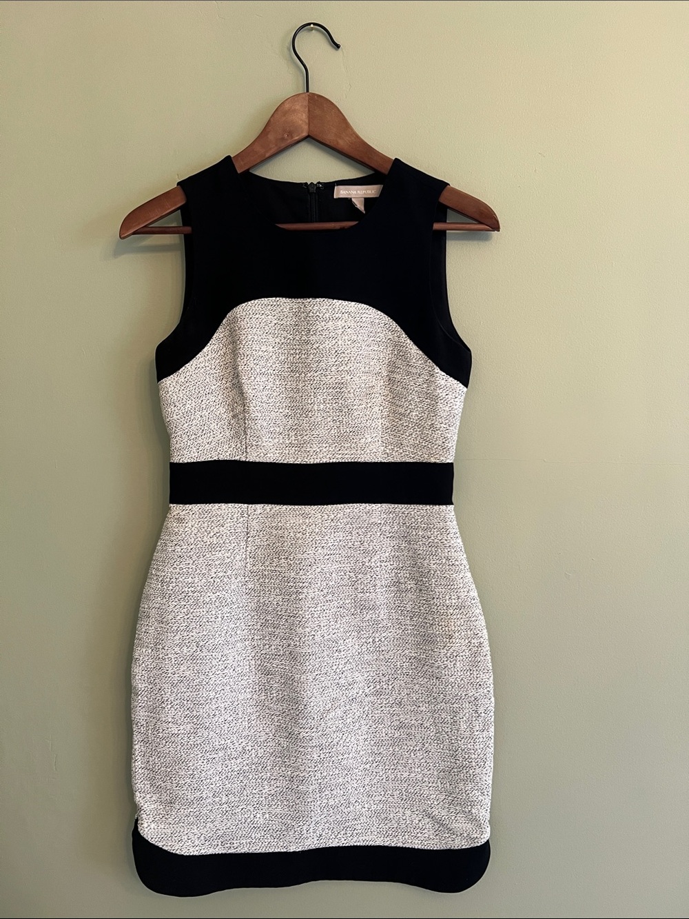 Banana Republic Black and White Textured Sleeveless Mini Dress